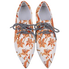 Lily-flower-seamless-pattern-white-background Pointed Oxford Shoes by nate14shop