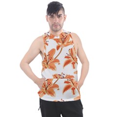 Lily-flower-seamless-pattern-white-background Men s Sleeveless Hoodie