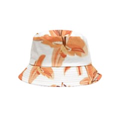 Lily-flower-seamless-pattern-white-background Inside Out Bucket Hat (kids) by nate14shop