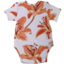 Lily-flower-seamless-pattern-white-background Baby Short Sleeve Onesie Bodysuit View2