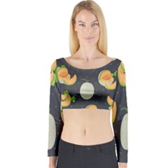 Melon-whole-slice-seamless-pattern Long Sleeve Crop Top by nate14shop