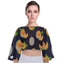 Melon-whole-slice-seamless-pattern Tie Back Butterfly Sleeve Chiffon Top View1