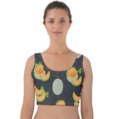 Melon-whole-slice-seamless-pattern Velvet Crop Top by nate14shop