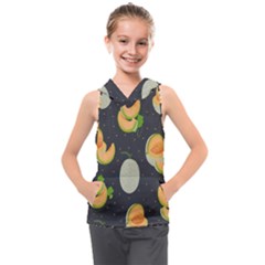 Melon-whole-slice-seamless-pattern Kids  Sleeveless Hoodie by nate14shop