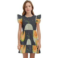 Melon-whole-slice-seamless-pattern Kids  Winged Sleeve Dress by nate14shop