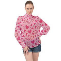 Scattered-love-cherry-blossom-background-seamless-pattern High Neck Long Sleeve Chiffon Top by nate14shop