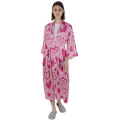 Scattered-love-cherry-blossom-background-seamless-pattern Maxi Satin Kimono by nate14shop