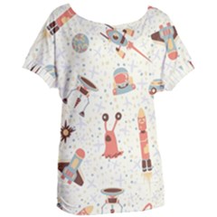 Seamless-background-with-spaceships-stars Women s Oversized Tee by nate14shop