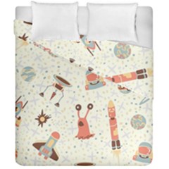 Seamless-background-with-spaceships-stars Duvet Cover Double Side (california King Size) by nate14shop