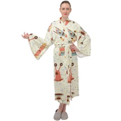 Seamless-background-with-spaceships-stars Maxi Velour Kimono