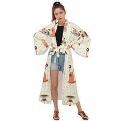 Seamless-background-with-spaceships-stars Maxi Kimono by nate14shop