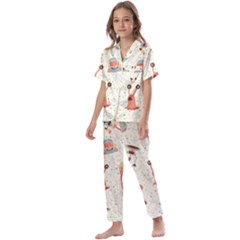 Seamless-background-with-spaceships-stars Kids  Satin Short Sleeve Pajamas Set by nate14shop