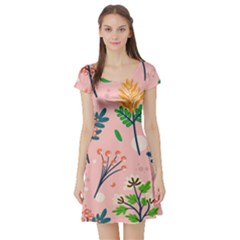 Seamless-floral-pattern 001 Short Sleeve Skater Dress by nate14shop