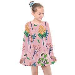 Seamless-floral-pattern 001 Kids  Long Sleeve Dress by nate14shop