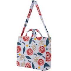 Seamless-floral-pattern Square Shoulder Tote Bag by nate14shop