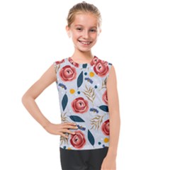 Seamless-floral-pattern Kids  Mesh Tank Top by nate14shop