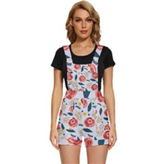 Seamless-floral-pattern Short Overalls by nate14shop