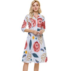 Seamless-floral-pattern Classy Knee Length Dress by nate14shop