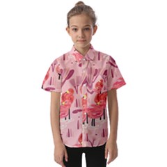 Seamless-pattern-with-flamingo Kids  Short Sleeve Shirt by nate14shop