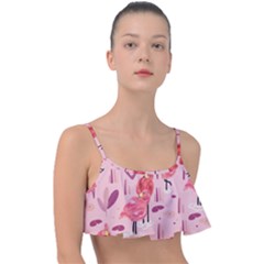 Seamless-pattern-with-flamingo Frill Bikini Top by nate14shop