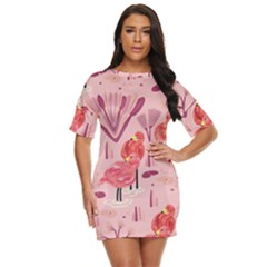 Seamless-pattern-with-flamingo Just Threw It On Dress by nate14shop