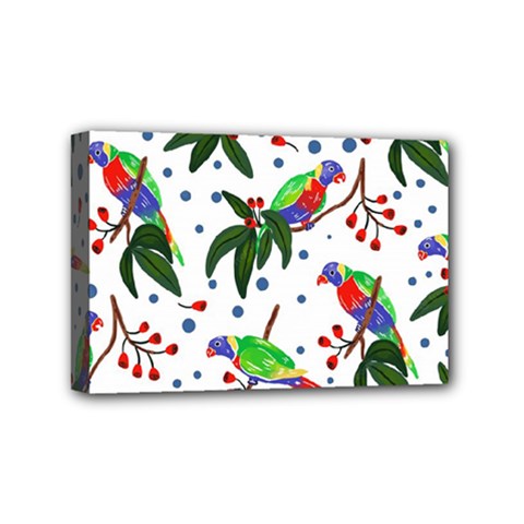 Seamless-pattern-with-parrot Mini Canvas 6  X 4  (stretched) by nate14shop