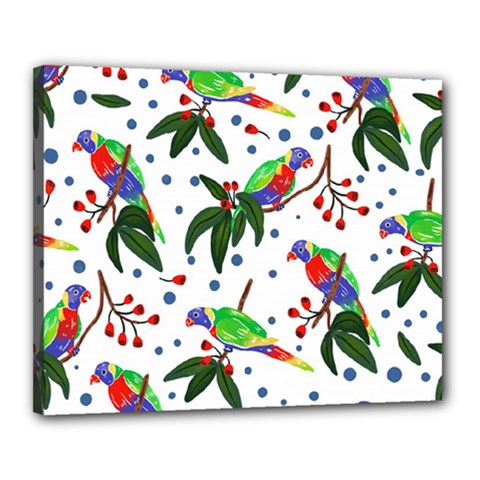 Seamless-pattern-with-parrot Canvas 20  X 16  (stretched) by nate14shop