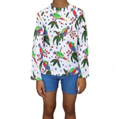 Seamless-pattern-with-parrot Kids  Long Sleeve Swimwear by nate14shop