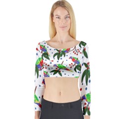 Seamless-pattern-with-parrot Long Sleeve Crop Top by nate14shop