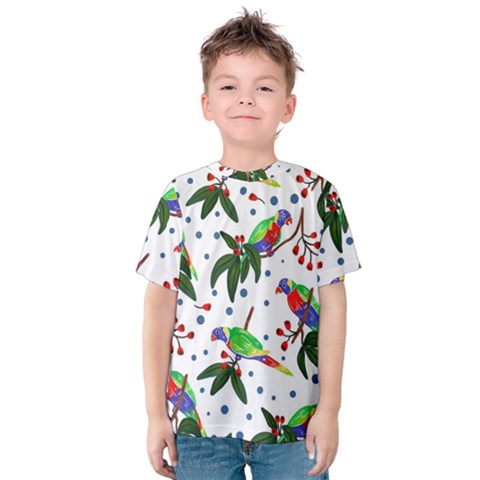 Seamless-pattern-with-parrot Kids  Cotton Tee by nate14shop