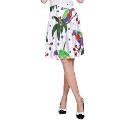 Seamless-pattern-with-parrot A-line Skirt by nate14shop