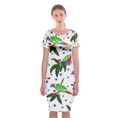 Seamless-pattern-with-parrot Classic Short Sleeve Midi Dress by nate14shop