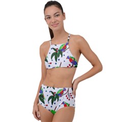 Seamless-pattern-with-parrot High Waist Tankini Set