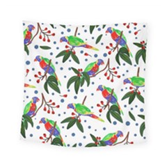 Seamless-pattern-with-parrot Square Tapestry (small) by nate14shop