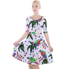 Seamless-pattern-with-parrot Quarter Sleeve A-line Dress by nate14shop