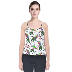 Seamless-pattern-with-parrot Velvet Spaghetti Strap Top by nate14shop