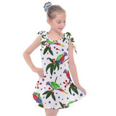 Seamless-pattern-with-parrot Kids  Tie Up Tunic Dress