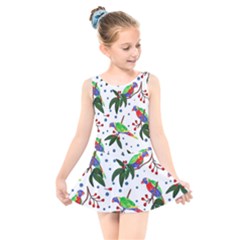 Seamless-pattern-with-parrot Kids  Skater Dress Swimsuit by nate14shop