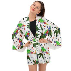 Seamless-pattern-with-parrot Long Sleeve Kimono by nate14shop