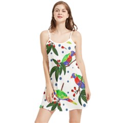 Seamless-pattern-with-parrot Summer Frill Dress by nate14shop