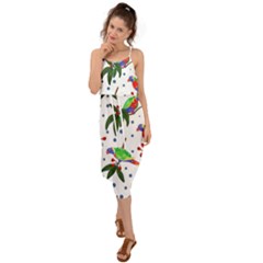 Seamless-pattern-with-parrot Waist Tie Cover Up Chiffon Dress by nate14shop