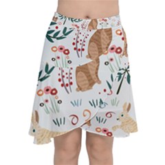 Seamless-pattern-with-rabbit Chiffon Wrap Front Skirt