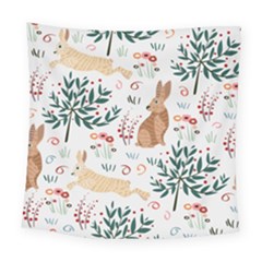 Seamless-pattern-with-rabbit Square Tapestry (large)