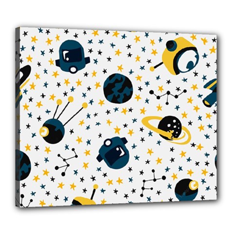 Seamless-pattern-with-spaceships-stars 002 Canvas 24  X 20  (stretched) by nate14shop