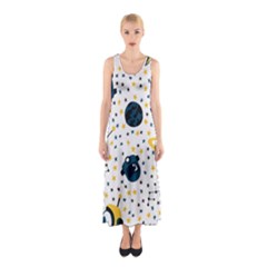 Seamless-pattern-with-spaceships-stars 002 Sleeveless Maxi Dress by nate14shop