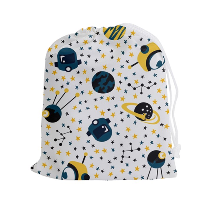 Seamless-pattern-with-spaceships-stars 002 Drawstring Pouch (2XL)