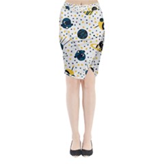 Seamless-pattern-with-spaceships-stars 002 Midi Wrap Pencil Skirt