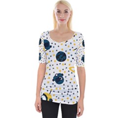 Seamless-pattern-with-spaceships-stars 002 Wide Neckline Tee