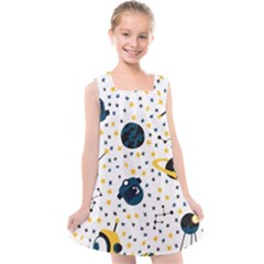 Seamless-pattern-with-spaceships-stars 002 Kids  Cross Back Dress