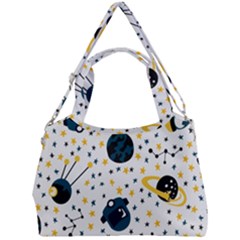 Seamless-pattern-with-spaceships-stars 002 Double Compartment Shoulder Bag